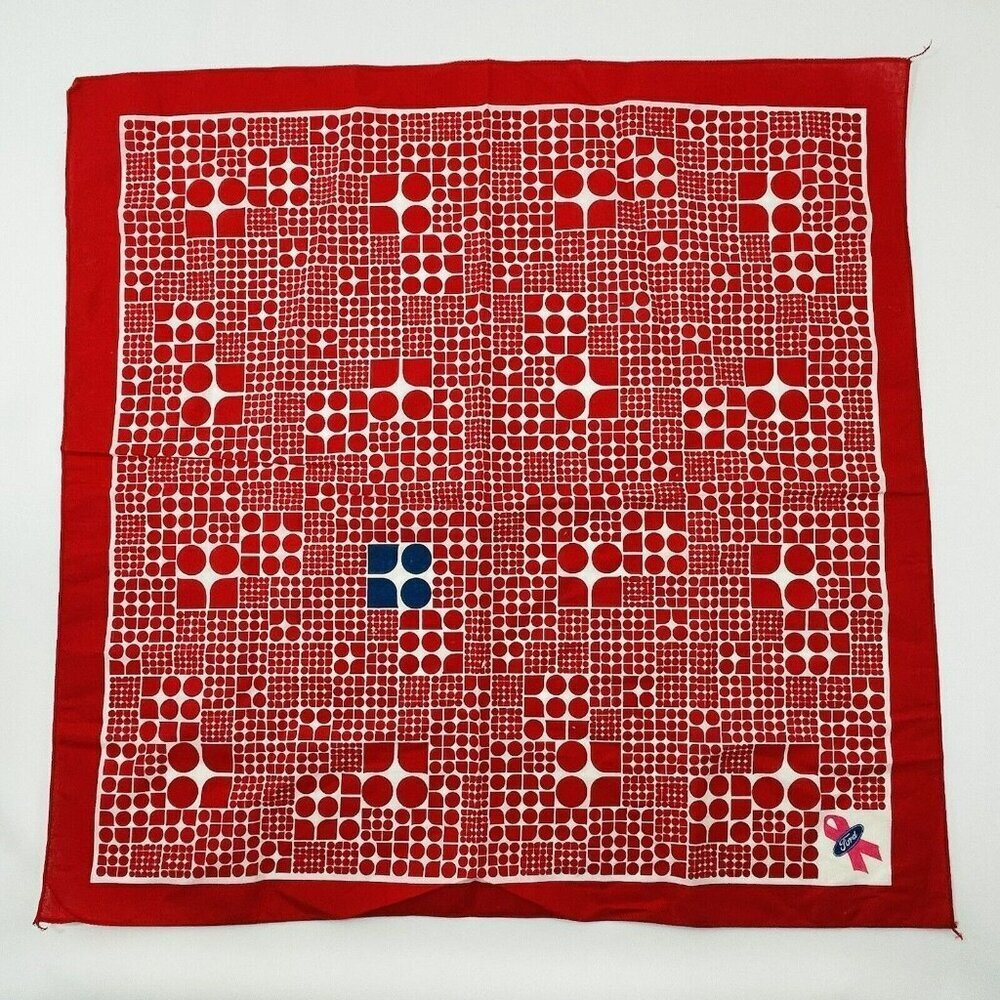 Kate Spade Ford Susan Komen Breast Cancer Awareness Bandana Handkerchief Red 21” - Picture 3 of 12
